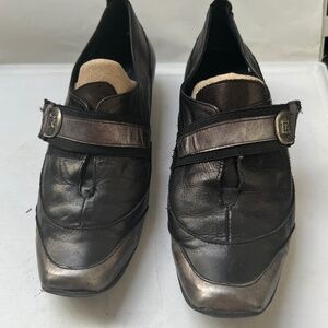 DorKing by Fluchos Slip on Shoes Size 40 Black Silver Hook & Loop Strap Spain